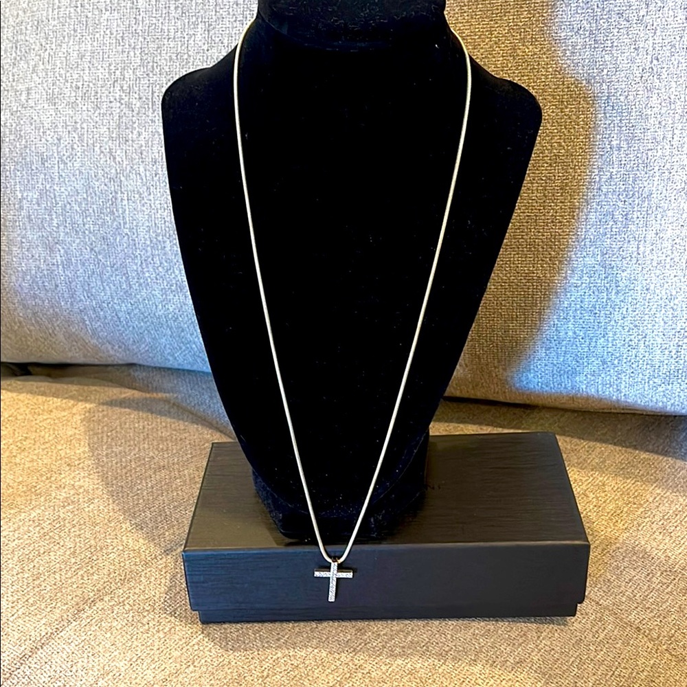 Silver Cross Necklace 22in